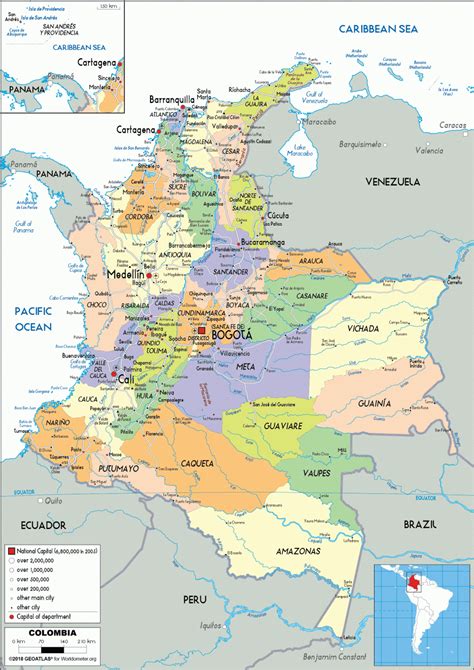 mapa de colombia con departamentos